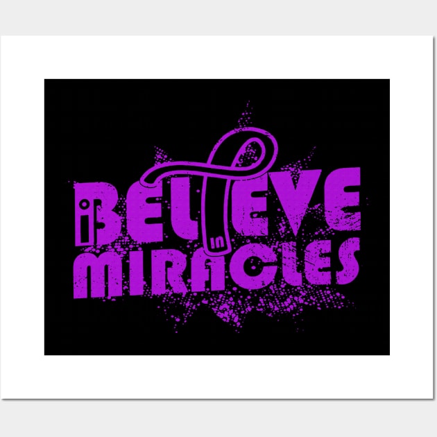 I Believe In Miracles Pancreatic Awareness Purple Ribbon Warrior Support Survivor Wall Art by celsaclaudio506